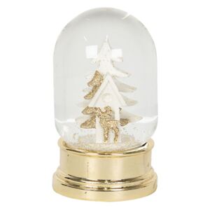 Zlaté sněžítko s vánočním stromem a sobem – Ø 6*10 cm