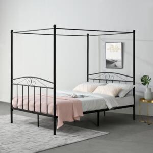 [en.casa] Kovová postel s nebesy "Lahti" AANB-4407 140x200 cm černá