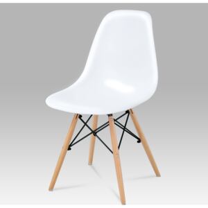 Artium Jídelní židle plast bílý / masiv buk / kov černý - CT-758 WT