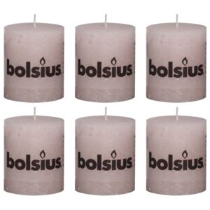 Bolsius Rustikální válcové svíčky 6 ks 80 x 68 mm pastelově růžové