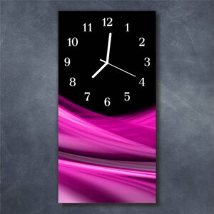 E-shop24, 60x30 cm, Hnn34091814-1 Nástěnné hodiny obrazové na skle - Abstrakt tmavě růžový I