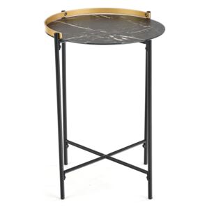 Scandic Konferenční stolek Ecoole - Ø45/60 cm | tmavý mramor / zlatá