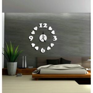 SENTOP Moderní nalepovací nástěnné hodiny na stěnu srdíčka IA065S bílé