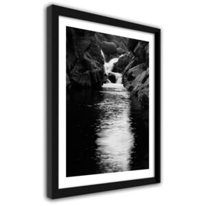 CARO Obraz v rámu - River Among Rocks 50x70 cm Černá