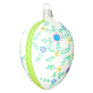 Nastrom Velikonoční vajíčko květované bílé 10x6 cm