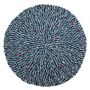 Modro-bílý koberec z filcových kuliček ø 140 cm AMDO