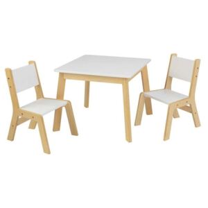 KidKraft Moderní set stůl a 2 židle bílé (Rozměry)