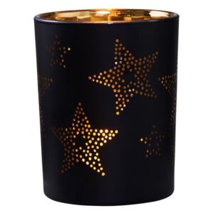 Butlers DELIGHT Svícen na čajovou svíčku hvězdy 10 cm - černá/zlatá