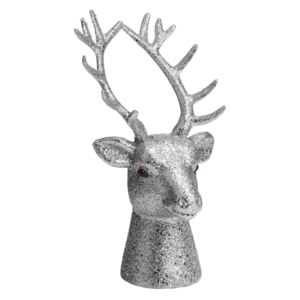 X-MAS Hlava jelena 16 cm - stříbrná