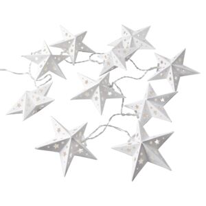 ORIGAMI Světelný řetěz papírové hvězdy 10 světel - bílá