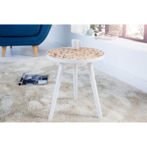 Odkládací stolek NATUR MIX 40 cm – bílá