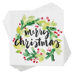 Butlers APRÉS Papírové ubrousky "Merry Christmas" 20 ks - zelená