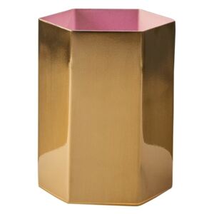 EDGY Svícen na čajovou svíčku 10 cm - růžová/zlatá