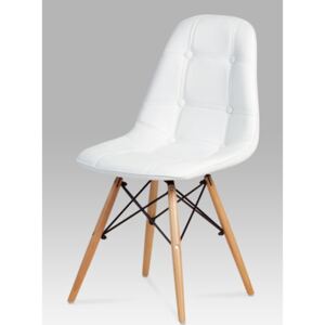 Jídelní židle, koženka bílá / natural