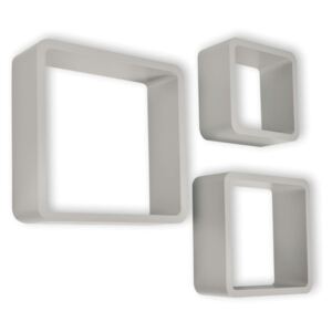 TZB Nástěnné poličky Cube šedé - sada 3 kusů