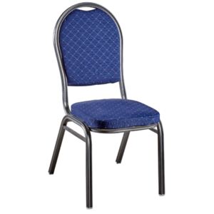 Jídelní židle Tempo Kondela Jeff 2 NEW, stohovatelná, tm. modrá / šedý rám