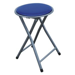 Židle, taburet Tempo Kondela Irma, stříbrná / ekokůže modrá