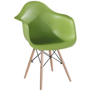Jídelní židle Tempo Kondela Damen, ocel / buk masiv / plast zelený