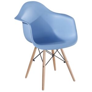 Jídelní židle Tempo Kondela Damen, ocel / buk masiv / plast modrý