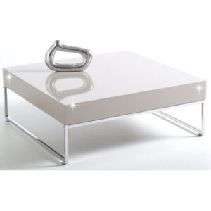 Konferenční stolek Tempo Kondela Botti, chrom / bílá s extra vysokým leskem HG