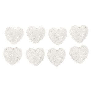 Autronic Srdce bílé zdobené, dekorace z polyresinu na nalepení. 8 kusů v krabičce, cena za 1 krabičku FP8062