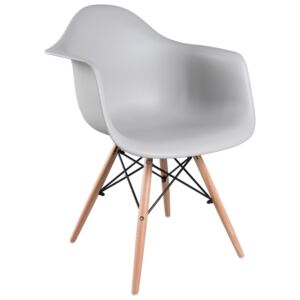 Jídelní židle Tempo Kondela Damen, ocel / buk masiv / plast šedý