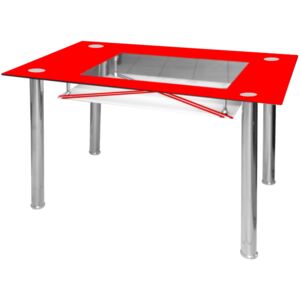 Jídelní stůl Falco B 175, tvrzené sklo červené / chrom