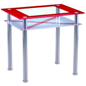 Jídelní stůl Falco B 66, tvrzené sklo červené / chrom