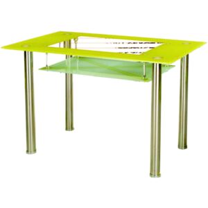 Jídelní stůl Falco B 175, tvrzené sklo zelené / chrom