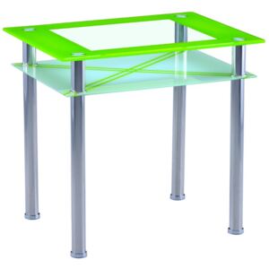 Jídelní stůl Falco B 66, tvrzené sklo zelené / chrom