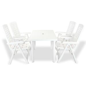 Zahradní nábytek jídelní set - 5 kusů - 126x76x72 cm | bílá