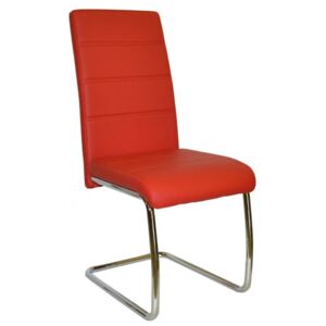Židle Falco Y 100, koženka červená / kov pochromovaný