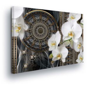 Obraz na plátně - Bílý Květ s Orientální Tématikou II 100x75 cm