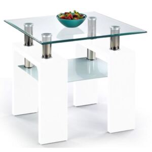 Konferenční stolek Halmar Diana H kwadrát, sklo/laminované MDF, bílá