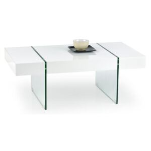 Konferenční stolek Halmar Amber, bílý, sklo/ MDF lakovaná
