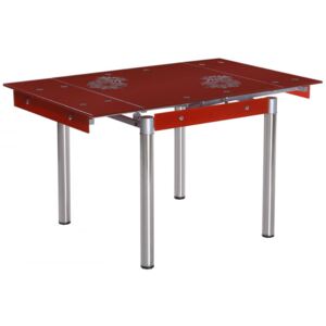 Jídelní stůl Falco FAL-082, tvrzené sklo červené / chrom