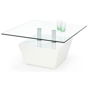Konferenční stolek Halmar April, bílý, sklo/ MDF lakované