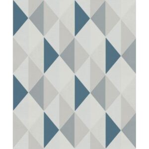 Grandeco ON3102 tapety na zeď ORION | 0,53 x 10,05 m | modrá, šedá vliesová tapeta na stěnu