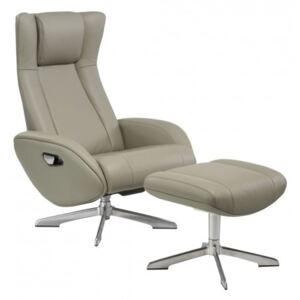 House Nordic Lounge Chair RIGA s podnožkou, světle šedá kůže