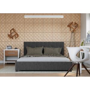 Čalouněná postel Modeno - 120x200 cm - Tkanina (Tmavě šedá)