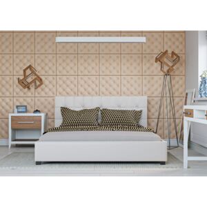 Čalouněná postel Modeno - 120x200 cm - Eko-kůže (Bílá)