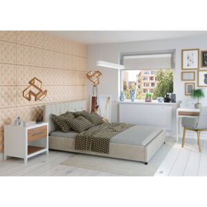 Čalouněná postel Modeno - 180x200 cm - Semiš (Béžová)