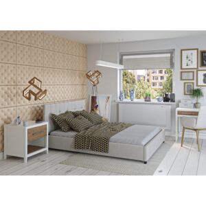 Čalouněná postel Modeno - 180x200 cm - Tkanina (Béžová)