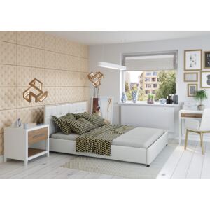 Čalouněná postel Modeno - 160x200 cm - Eko-kůže (Bílá)