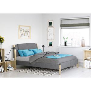 Čalouněná postel Dorm - 140x200 cm - Tkanina (Tmavě šedá)