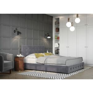 Čalouněná postel Lorde - 160x200 cm - Semiš (Tmavě šedá)