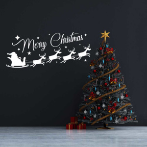Merry Christmas Santa II. - samolepka na zeď Bílá 100 x 40 cm