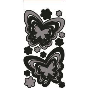 Samolepící pokojová dekorace Motýli šedočerní 69x32 cm
