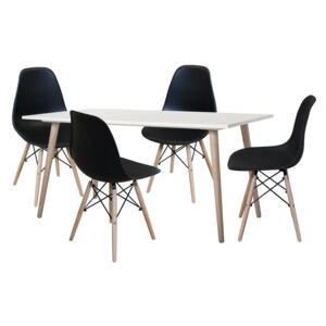 Idea Jídelní stůl GÖTEBORG 50 + 4 židle UNO černé