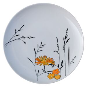 Bílý dezertní talířek Louka žluté květy - Ø 20cm
